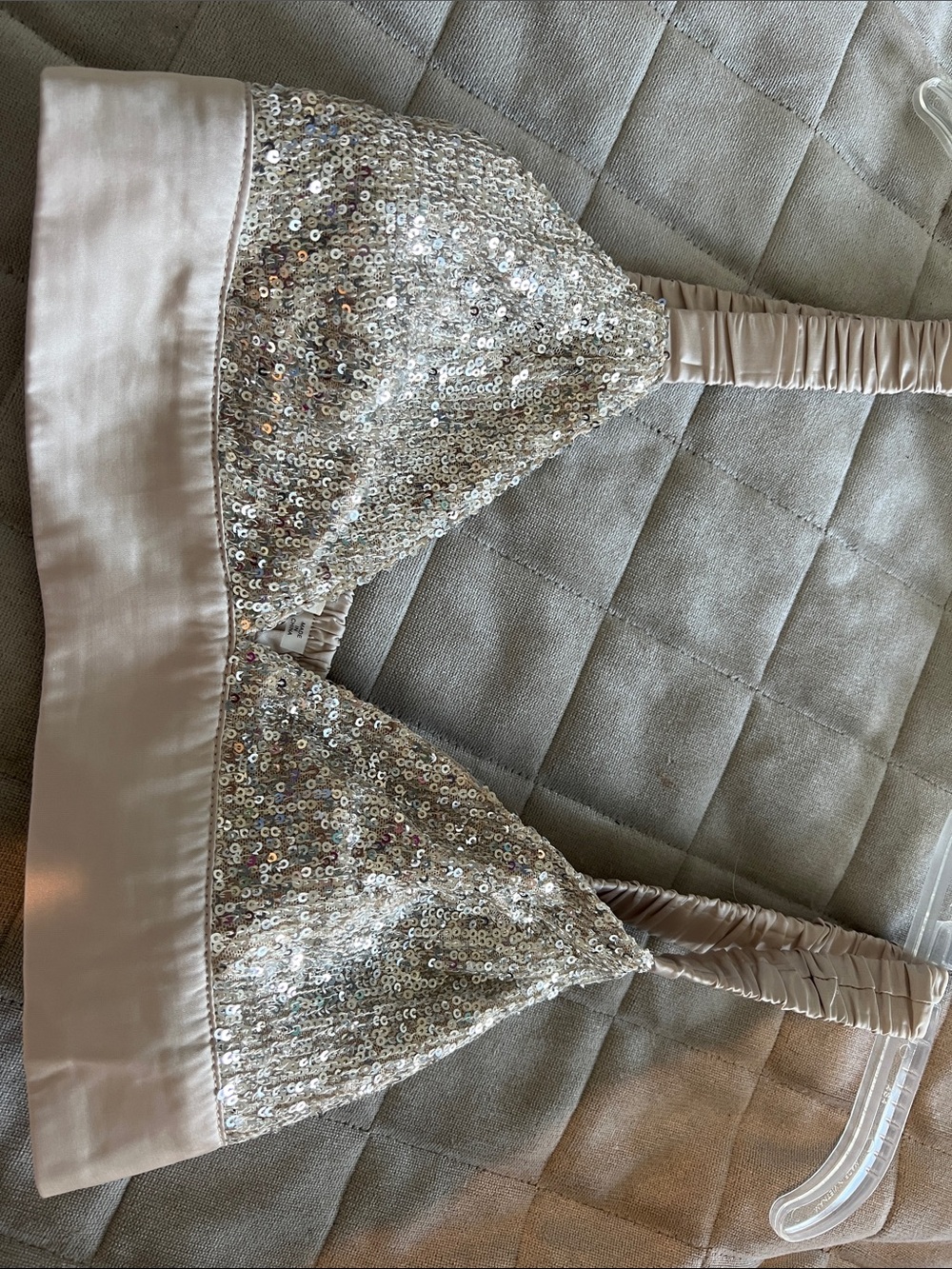 Sequin Triangle Bralette in Champagne Pink